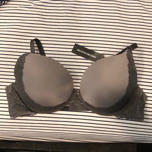 Torrid 44DD Grey/Grey Strappy Push Up Plunge Bra